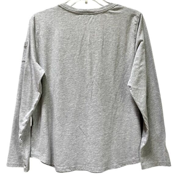 Lauren Ralph Lauren Long Sleeve Henley in Grey/Cream Women’s L - Picture 4 of 6